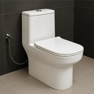 One piece commode fitting