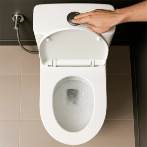 One piece commode fitting